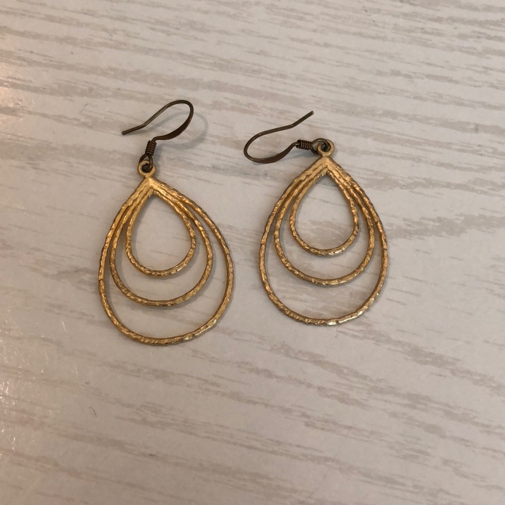Gold Teardrop Hoop Earrings
